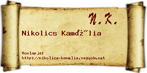 Nikolics Kamélia névjegykártya